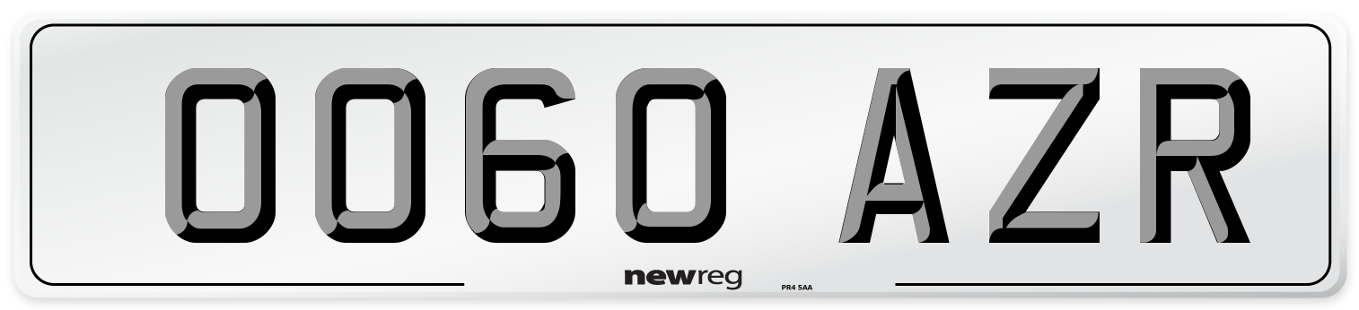 OO60 AZR Number Plate from New Reg